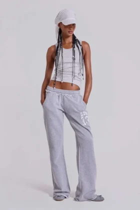 13 Grå melerade bootcut-Monster Joggers