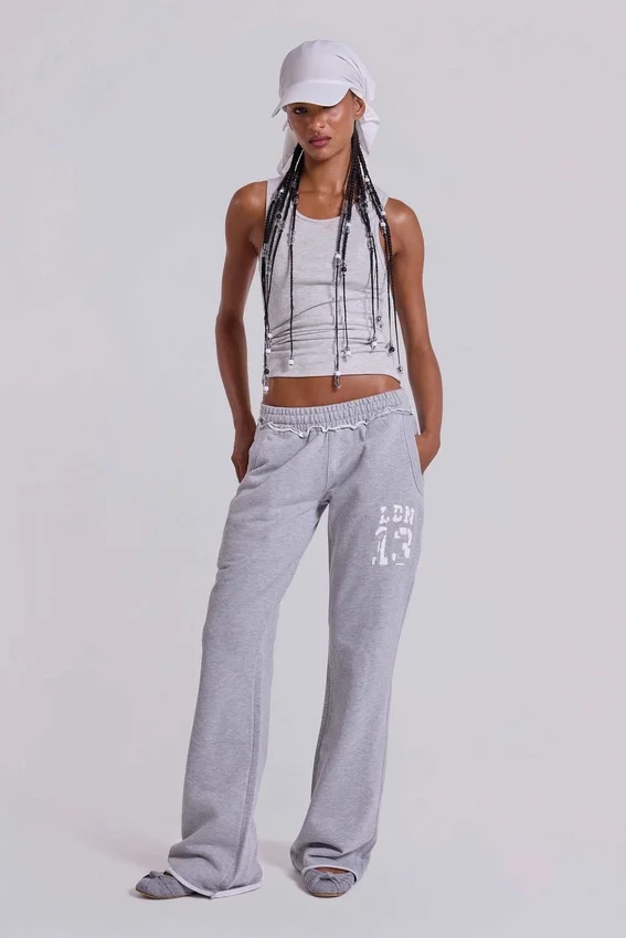 13 Grå melerade bootcut-Monster Joggers