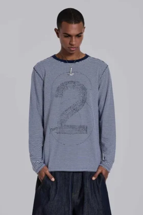 62 Stripe Navy långärmad topp