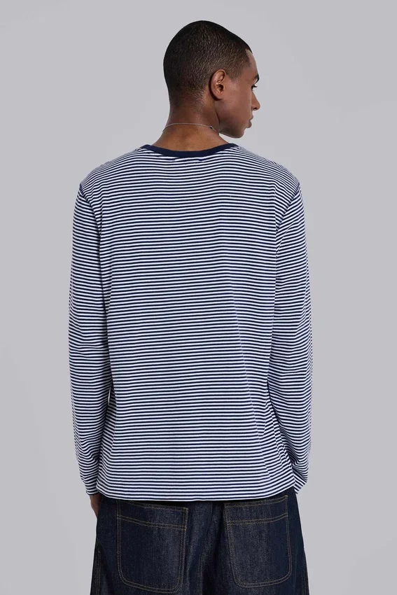 62 Stripe Navy långärmad topp