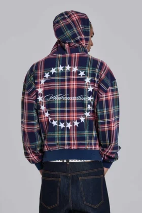 Adrenaline-hoodie med dragkedja och rutmönster
