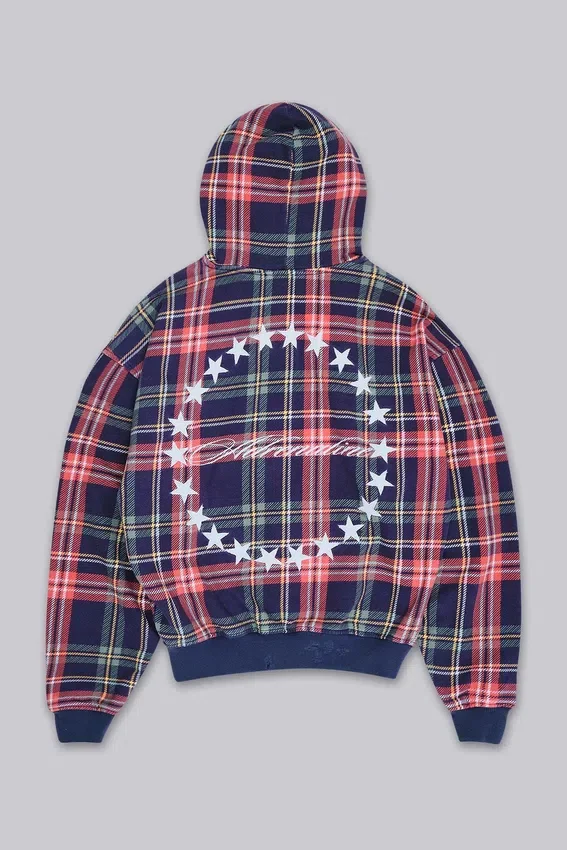 Adrenaline-hoodie med dragkedja och rutmönster