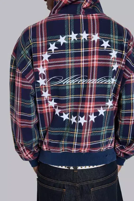 Adrenaline-hoodie med dragkedja och rutmönster