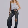 Tori slitna bootcut-Jeans i spets med låg midja