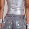 Ardor belagda mini-jeansshorts i silver