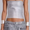 Ardor belagda mini-jeansshorts i silver