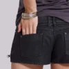 Ardor belagda mini-jeansshorts i svart
