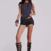 Ardor belagda mini-jeansshorts i svart