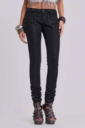 Ardor belagda skinny jeans med låg midja
