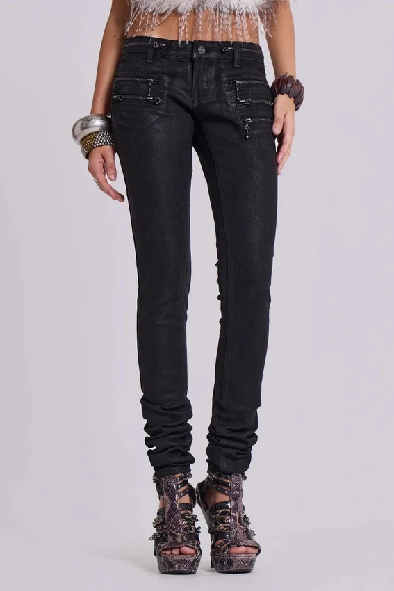 Ardor belagda skinny jeans med låg midja