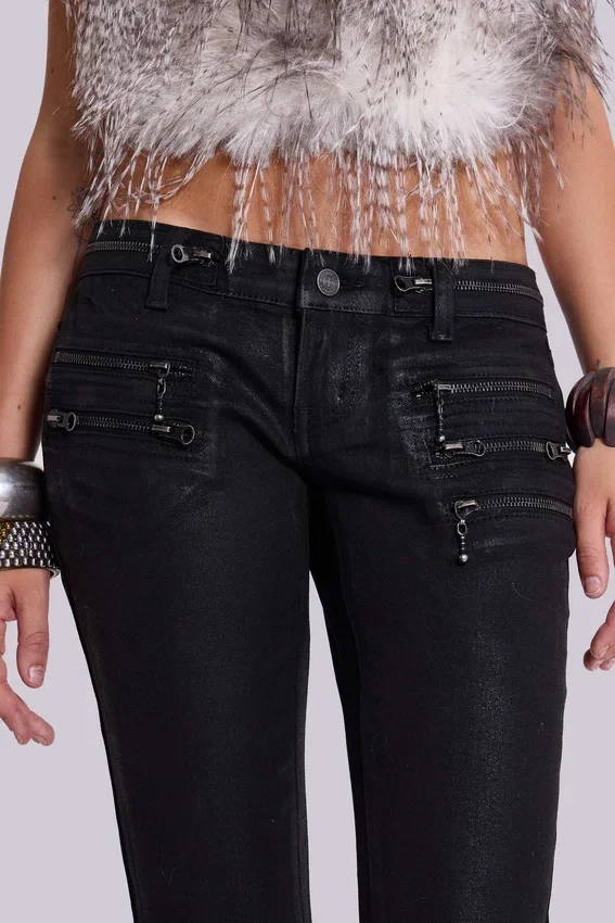Ardor belagda skinny jeans med låg midja