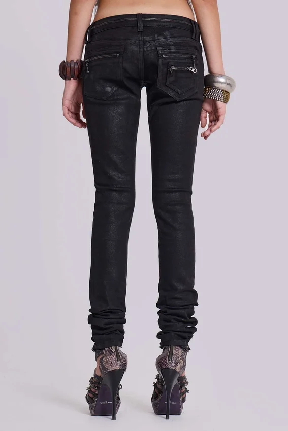 Ardor belagda skinny jeans med låg midja
