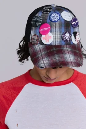 Badge Mixed Check Cap