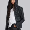Bedrock vaxad denimjacka med huva