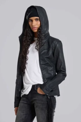 Bedrock vaxad denimjacka med huva