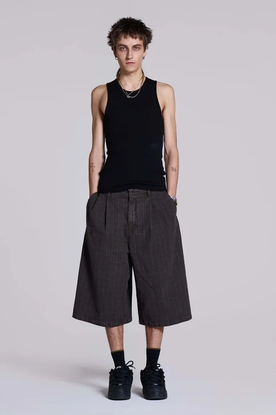 Bruna rutiga jumbo-jeansshorts