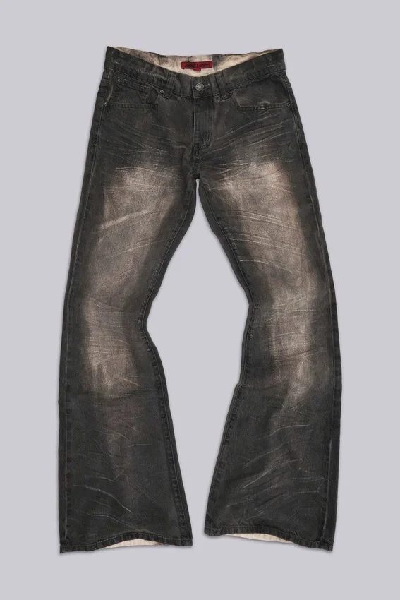 Bruna, veckade Drift-Jeans med bootcut-passform