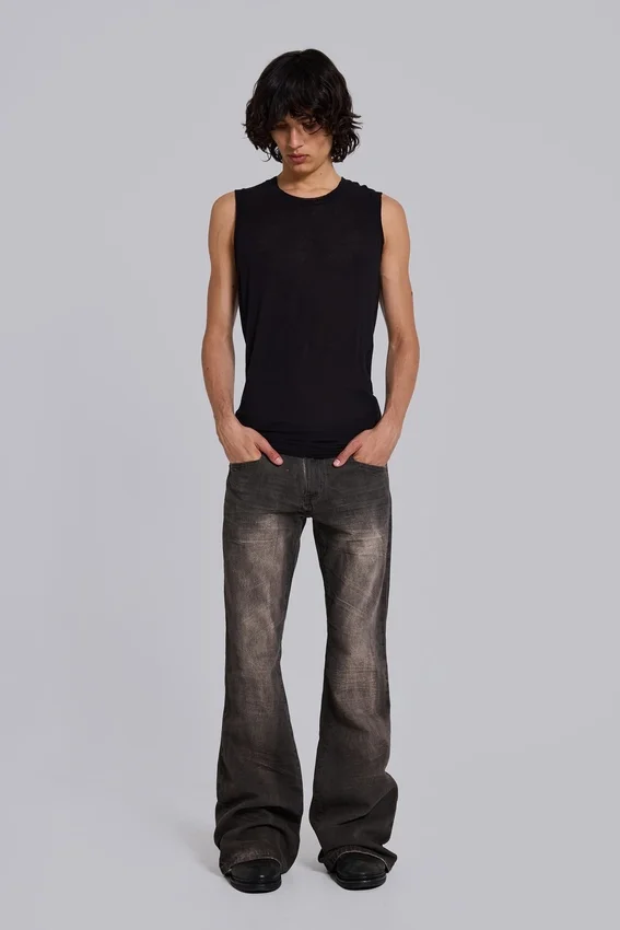 Bruna, veckade Drift-Jeans med bootcut-passform