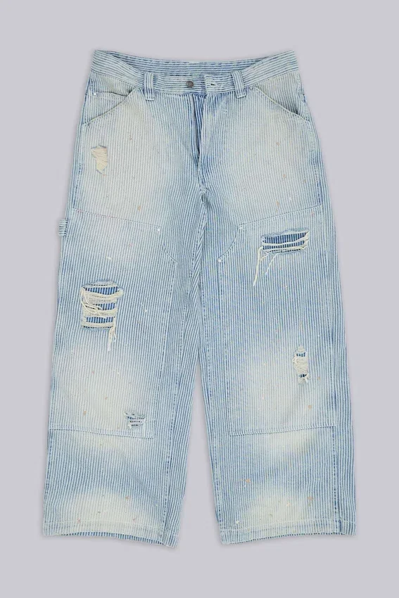 Carpenter-jeans med dubbla knän i randigt mönster