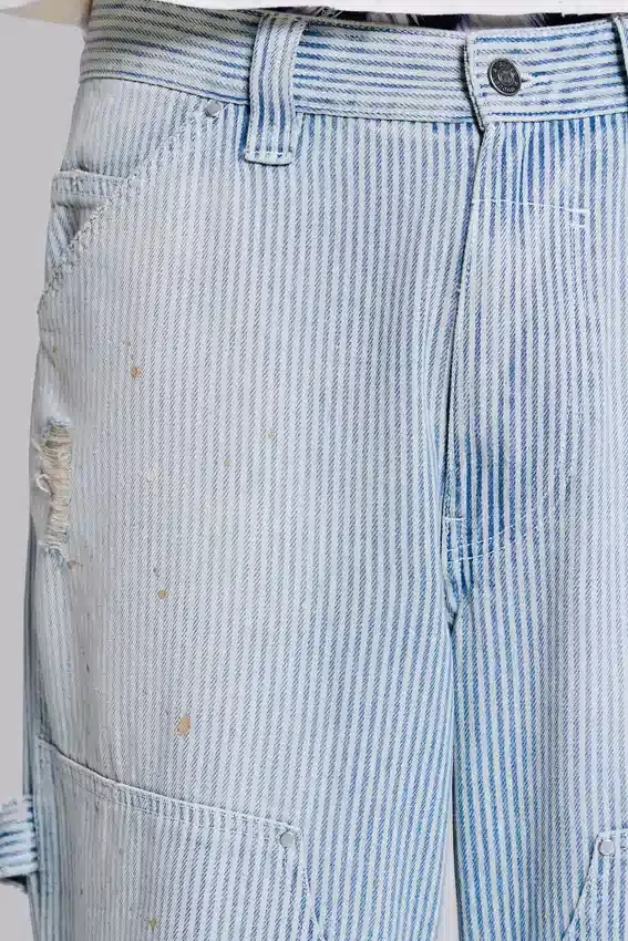 Carpenter-jeans med dubbla knän i randigt mönster