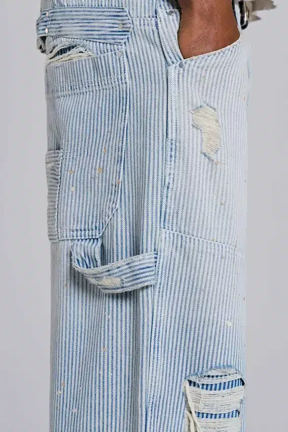 Carpenter-jeans med dubbla knän i randigt mönster