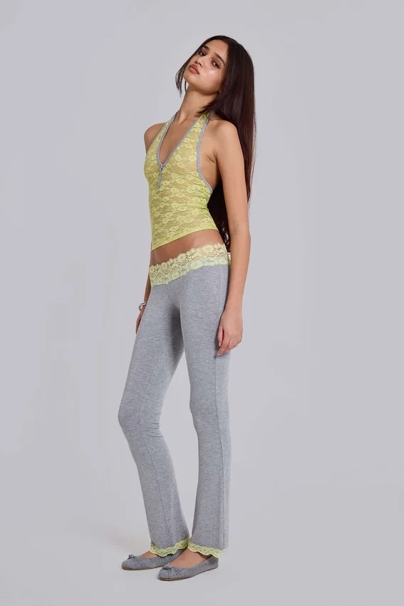 Cassia Lace Henley Halter Top