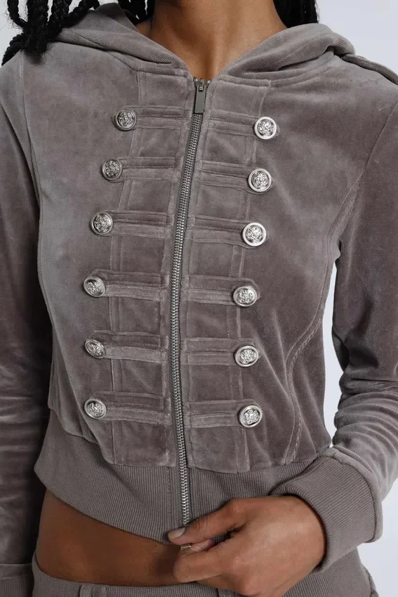 Cavalier militärinspirerad velour-hoodie