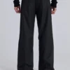 Charcoal Stacked Straight Suit Pants