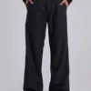 Charcoal Stacked Straight Suit Pants