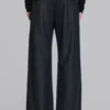 Charcoal Stacked Straight Suit Pants