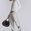 Cleo slitna, avslappnade joggingsbyxor med bootcut-passform