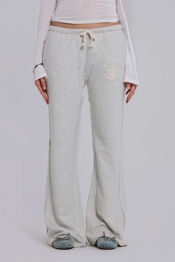 Cleo slouchy bootcut-joggingbyxor i gråmelerat