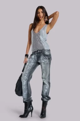 Cooper-jeans med paljetter och bootcut-passform