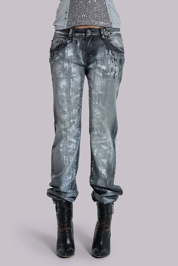 Cooper-jeans med paljetter och bootcut-passform