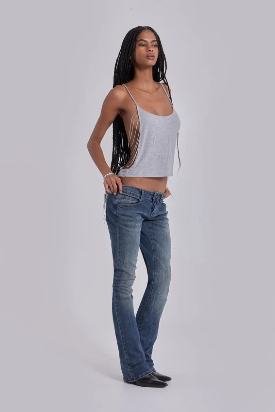 Cooper-jeans med utsvängda ben i mellanblått