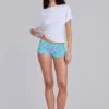 Deline-minishorts i spets i turkos