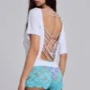 Deline-minishorts i spets i turkos