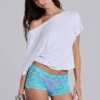 Deline-minishorts i spets i turkos