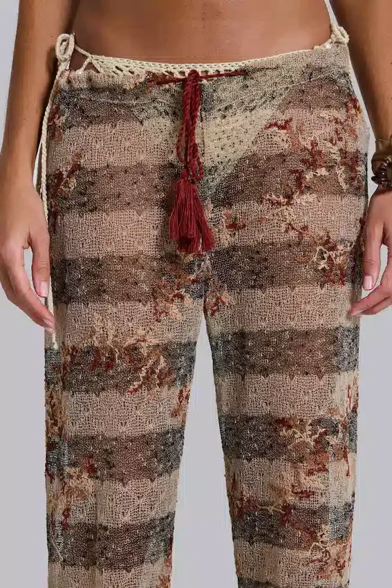 Deva randiga stickade byxor