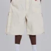 Ecru Parachute Cargo Baggy Shorts