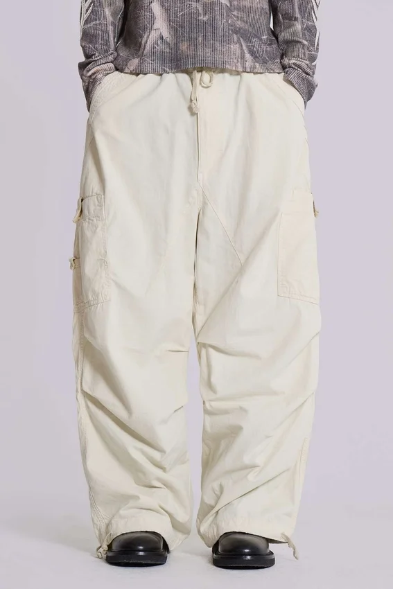 Ecru Parachute Cargo-byxor