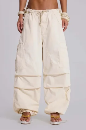 Ecru Parachute Cargo-byxor