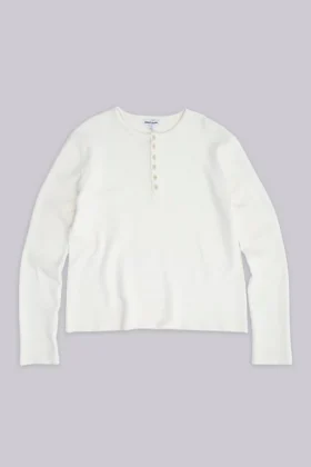 Ecru Waffle Henley-toppar