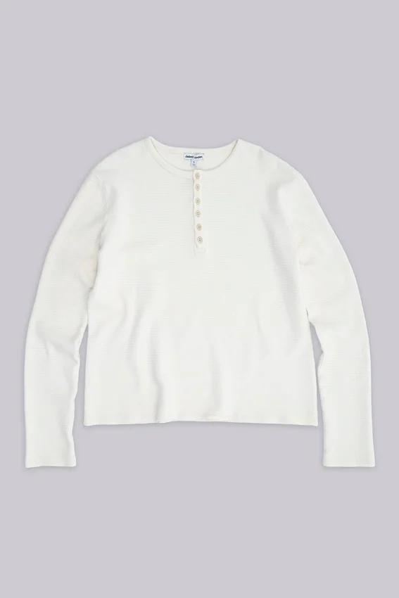 Ecru Waffle Henley-toppar