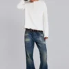 Ecru Waffle Henley-toppar