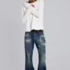 Ecru Waffle Henley-toppar