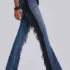 El Topo bootcut-Jeans med fransar i blå tvätt