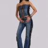 El Topo bootcut-Jeans med fransar i blå tvätt