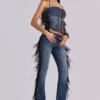 El Topo bootcut-Jeans med fransar i blå tvätt