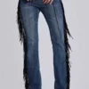 El Topo bootcut-Jeans med fransar i blå tvätt